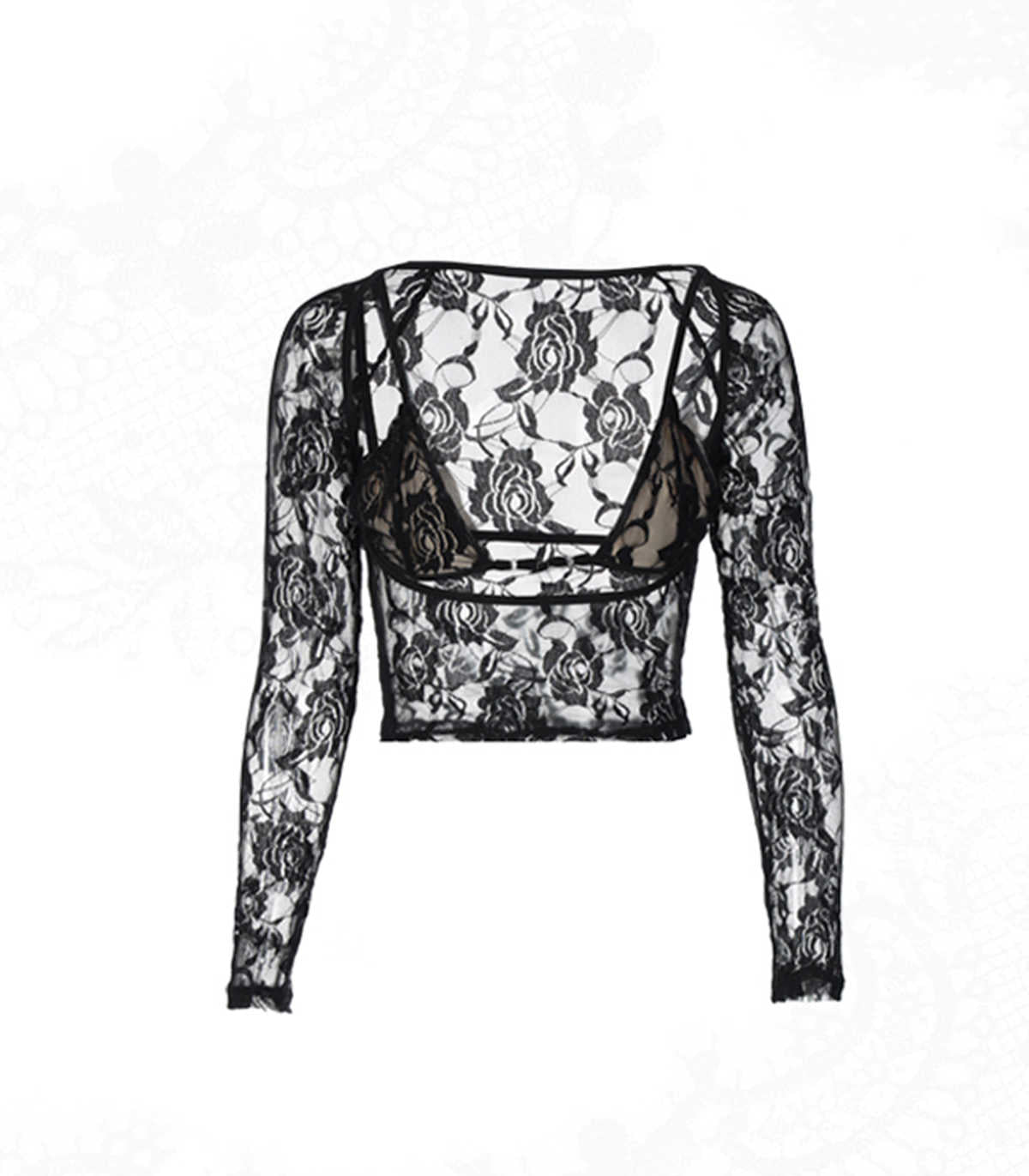 Baddie Lace Hollow Long-sleeved Top