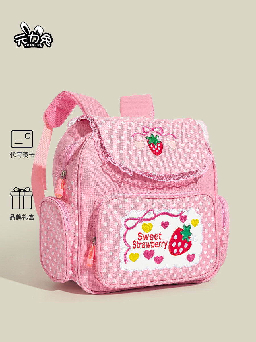 Embroidered Strawberry Lace Backpack