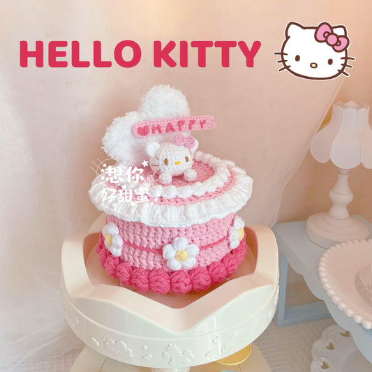 diy handmade crochet Hellokitty cake kit