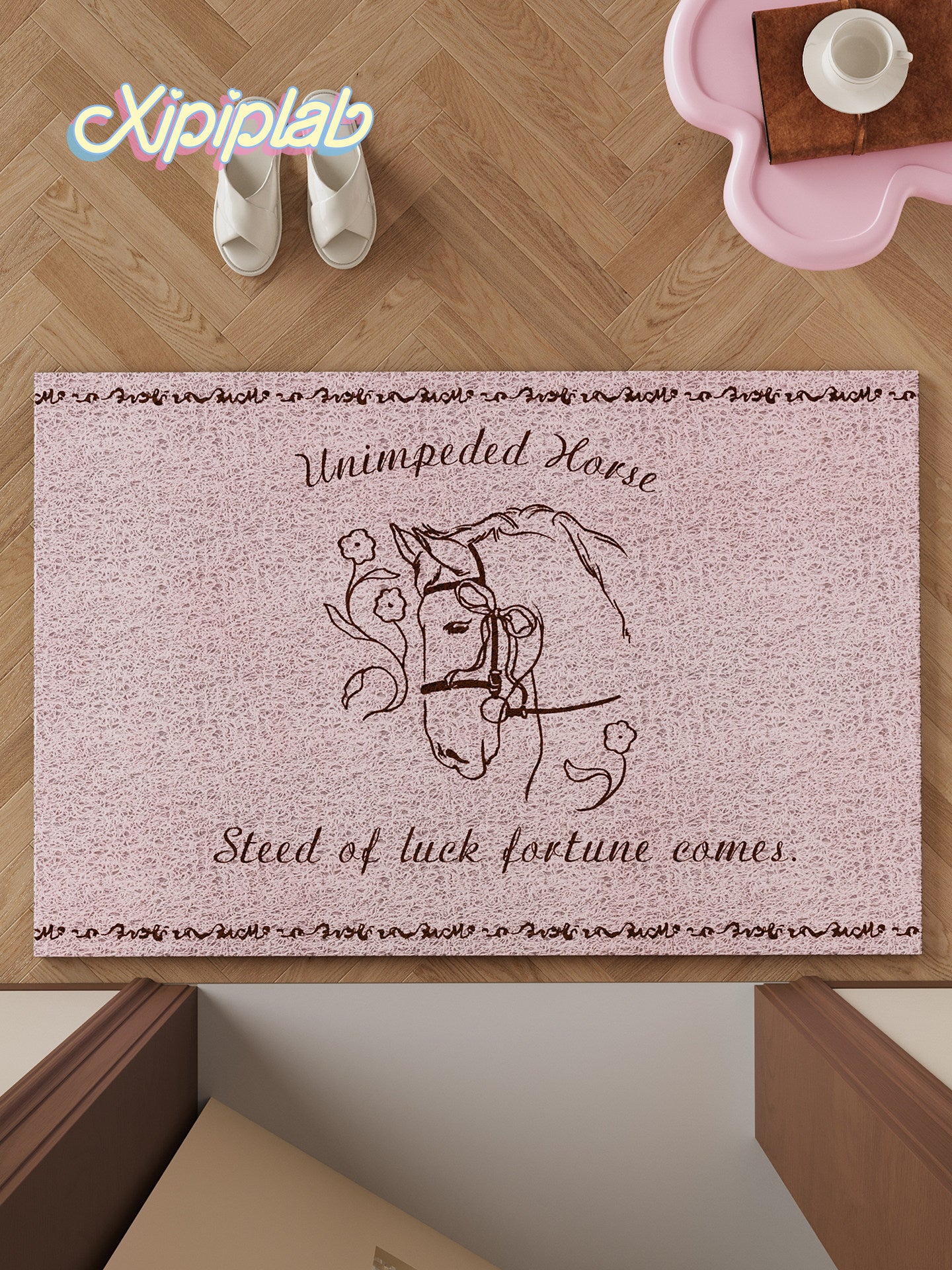 vintage pink entrance floor mat tp2