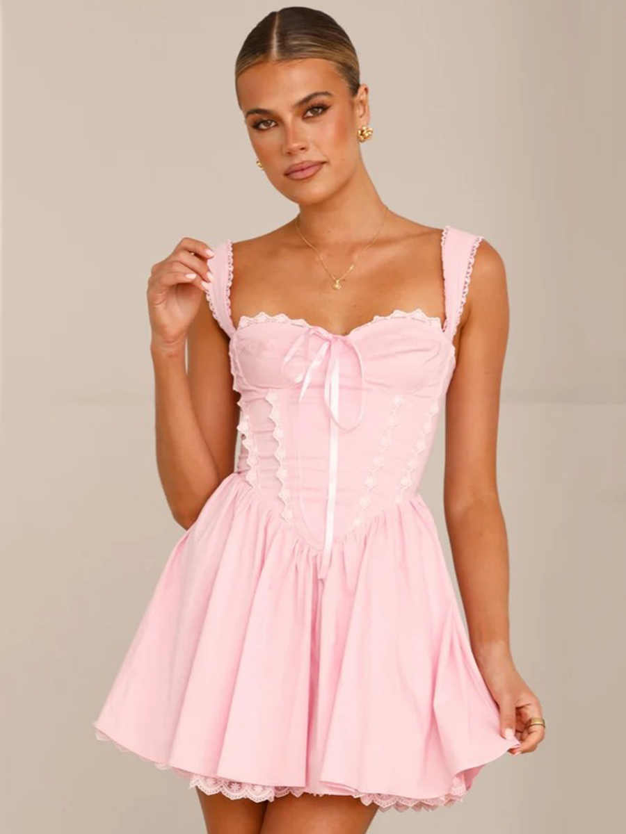 Lace Spliced Hollow Lace Dress