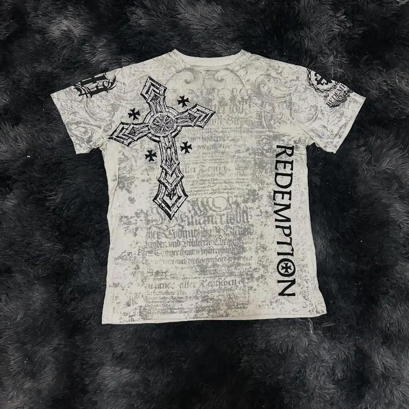 Front-Back Print Short-Sleeve T-Shirt.
