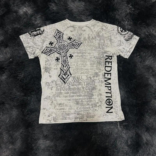 Front-Back Print Short-Sleeve T-Shirt.