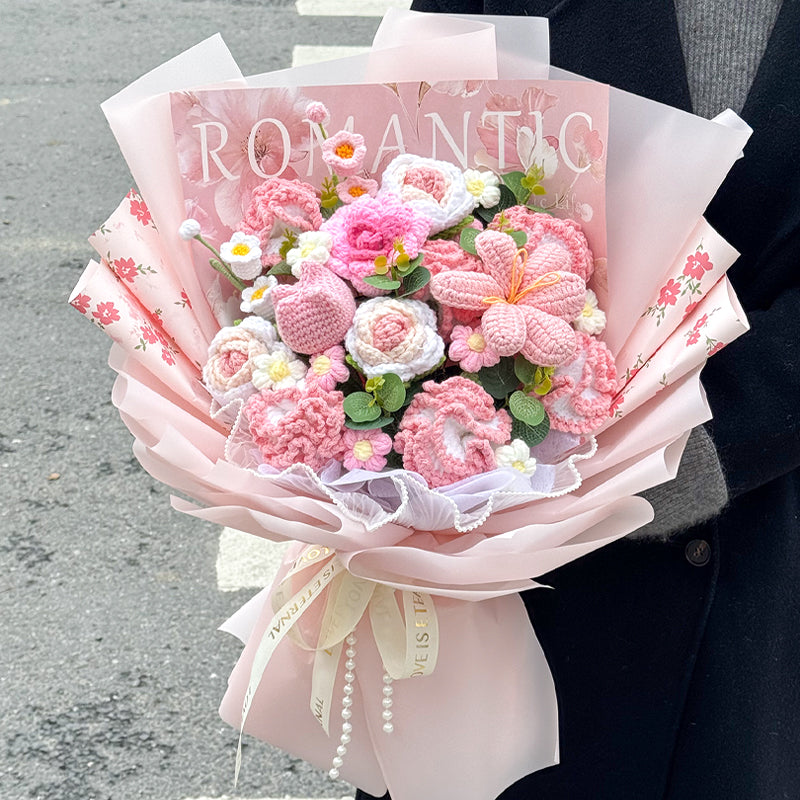 handmade sunflowers knitted bouquet