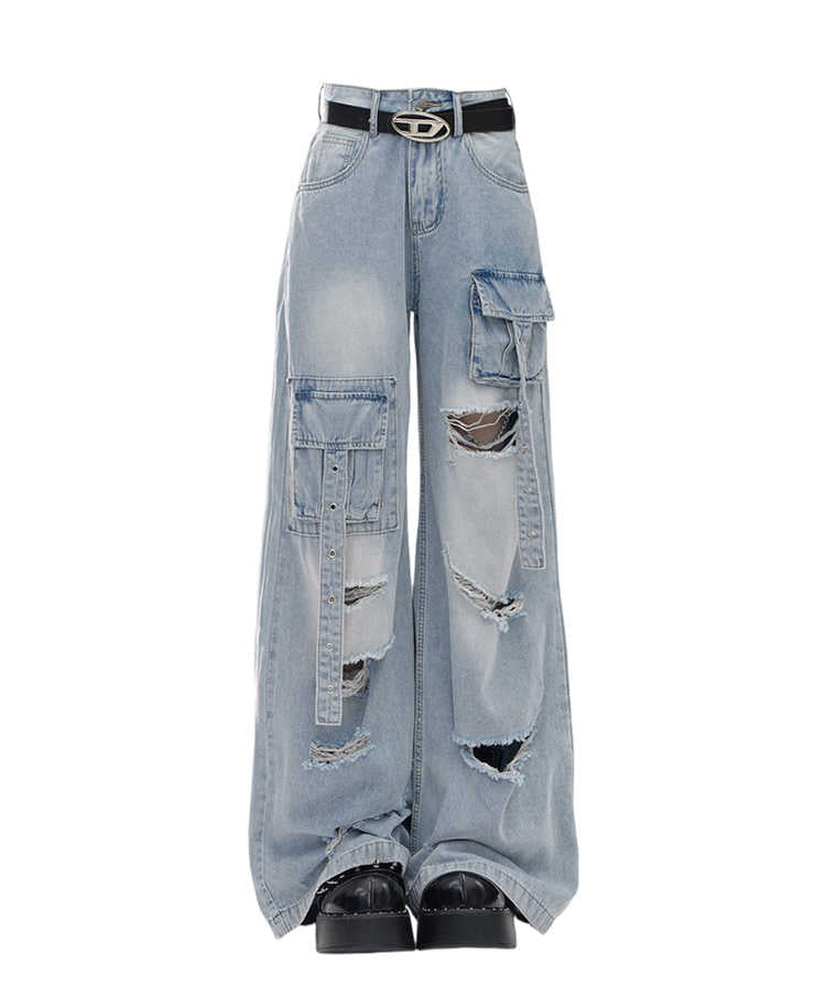 Street Multi-pocket Ripped Y2K Baggy Jeans