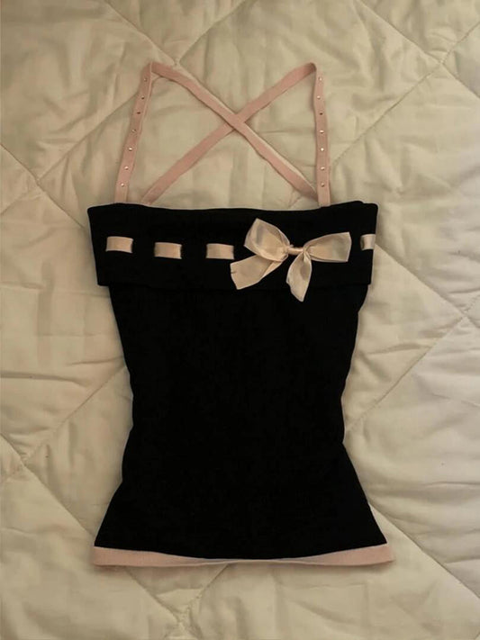 dark coquette coquette bow tank top