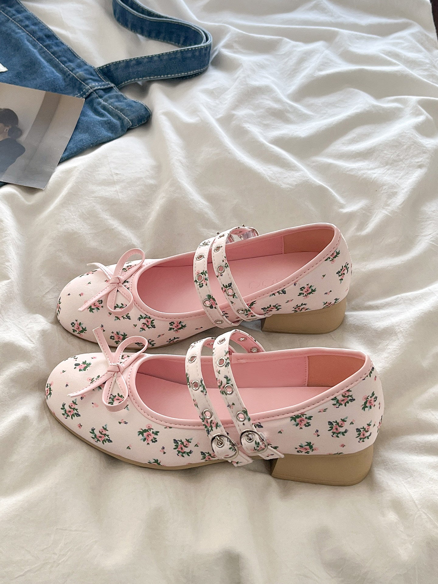 French floral ballet shoes