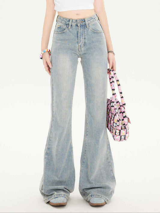 Retro Slim Wide-leg Coquette Jeans