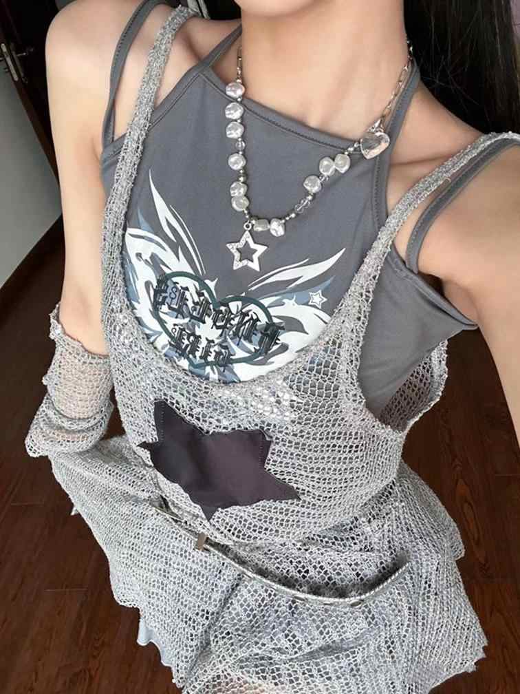Y2K Star Mesh Two-piece Set