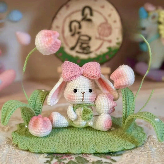 DIY wool tulip bunny doll