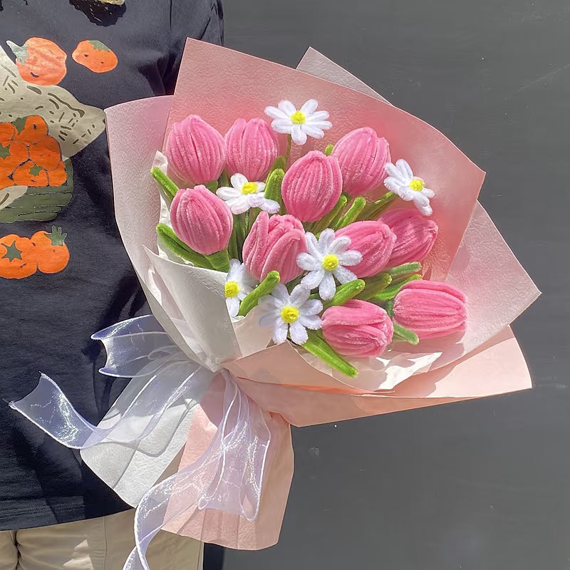 hand-woven tulips simulated twist stick bouquet