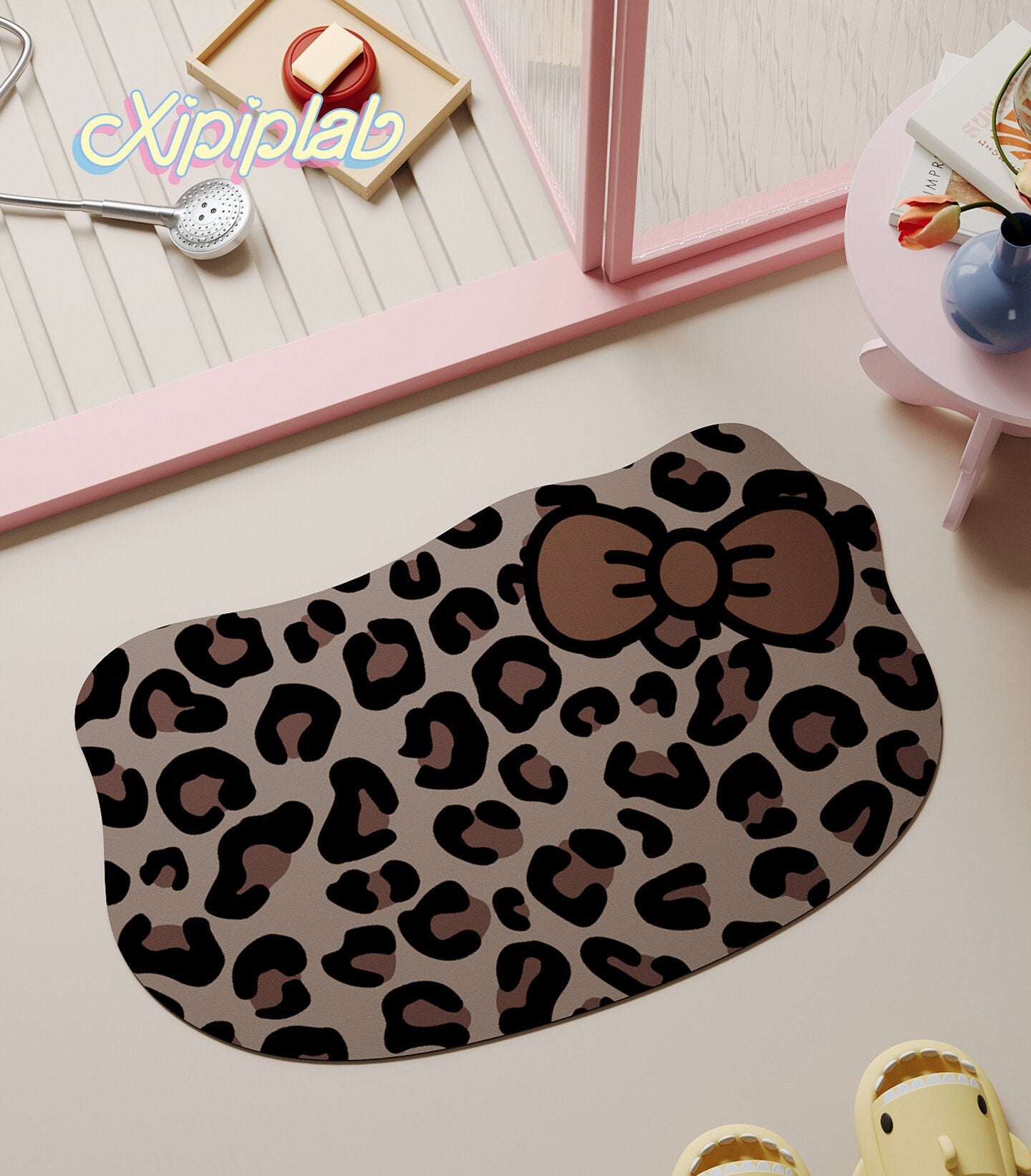 leopard print kitty floor mat