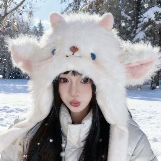winter fur kawaii hat