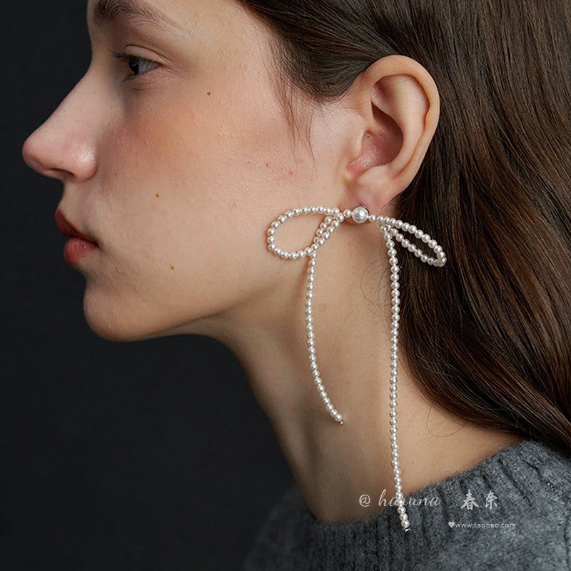 bow pearls kawaii earrings