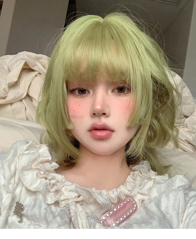 Princess Cut Green Fluffy Wig