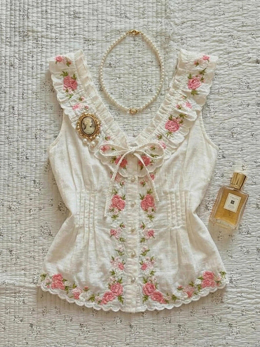white floral bow tank top