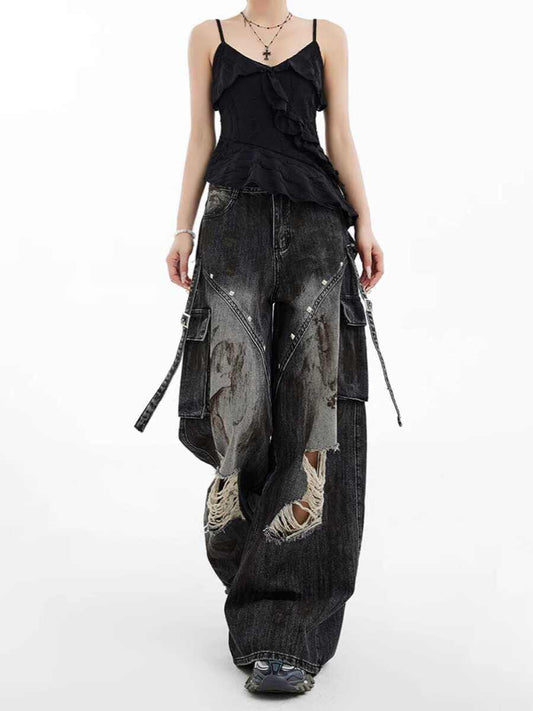 Y2K Grunge Street Distressed Baggy Jeans