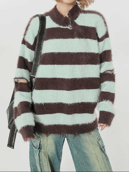 Y2K Retro Loose Striped Sweater