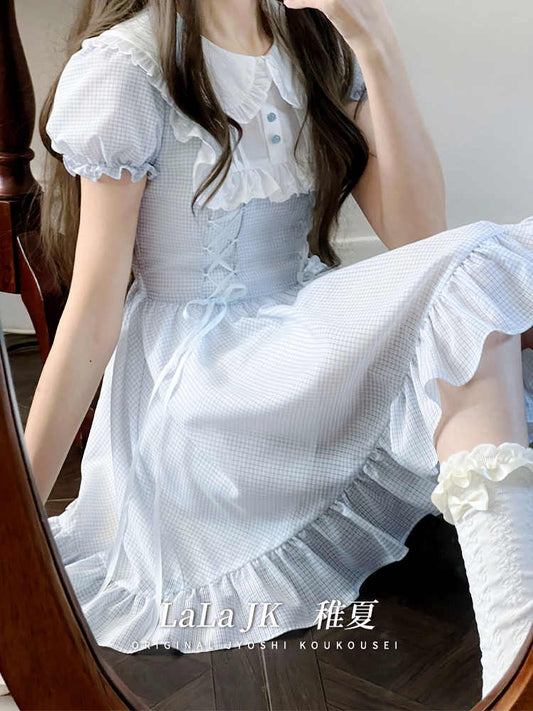Dollete Baby Blue Plaid Dress
