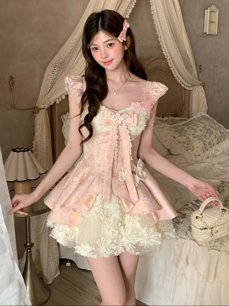 sakura pink coquette lace princess dress