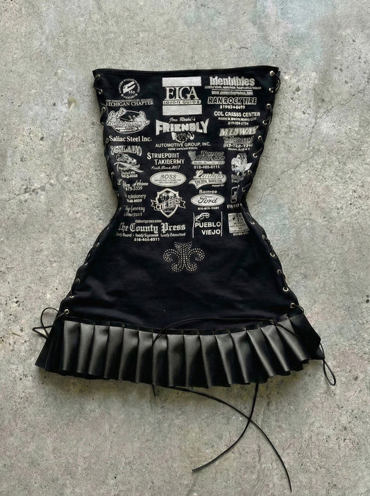 grunge printed tube top dress