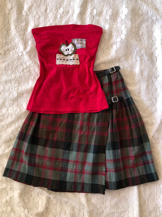 retro red apple crop top