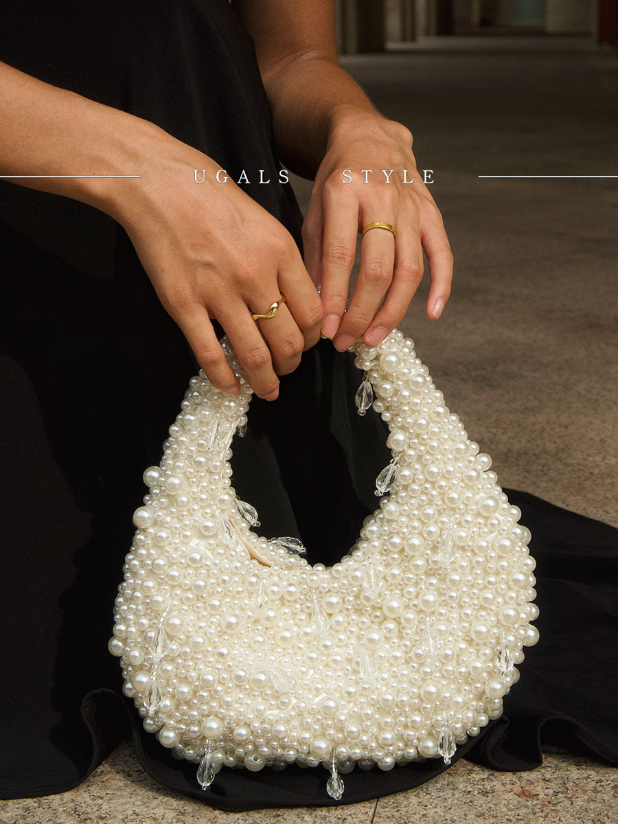 French vintage pearl underarm clutch bag