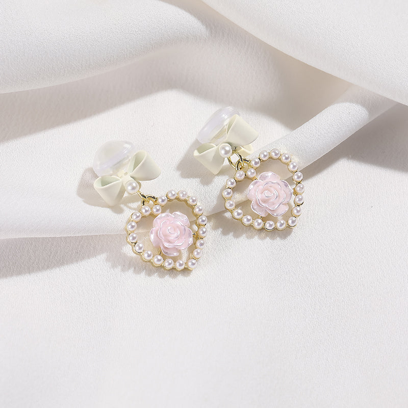 hearts pearls kawaii earrings
