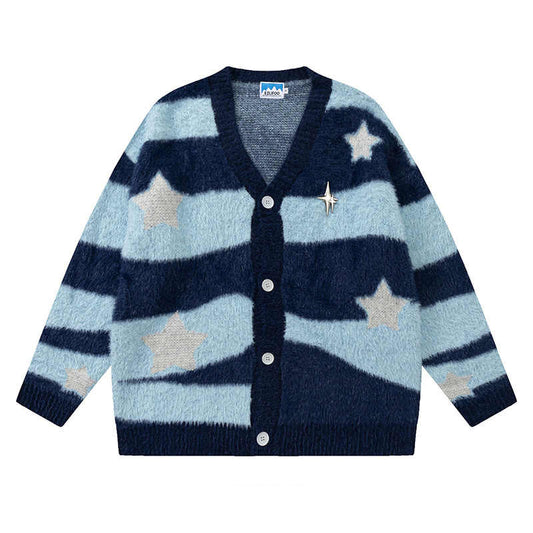 Y2K Billionaire Boy Striped Mohair Cardigan