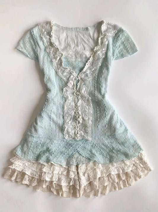 Ballet Ancient Daughter Elegant Lace Short Skirt Set