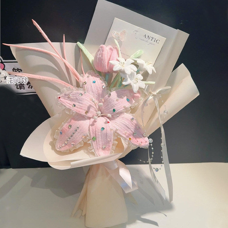 Rhinestone Lily Chenille Stem Bouquet DIY Craft Kit