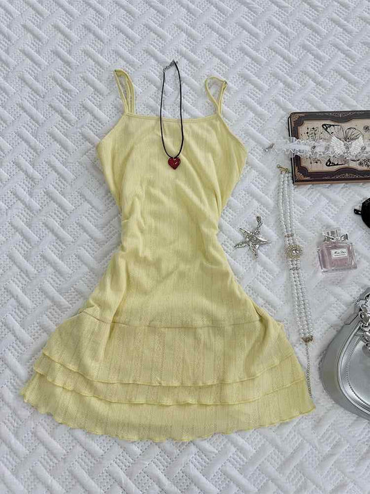 Retro Yellow Suspender Dress