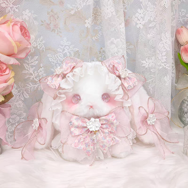 lolita pink plush rabbit pearls bag
