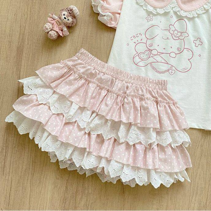 Polka Dot Tiered Puffy Mini Skirt