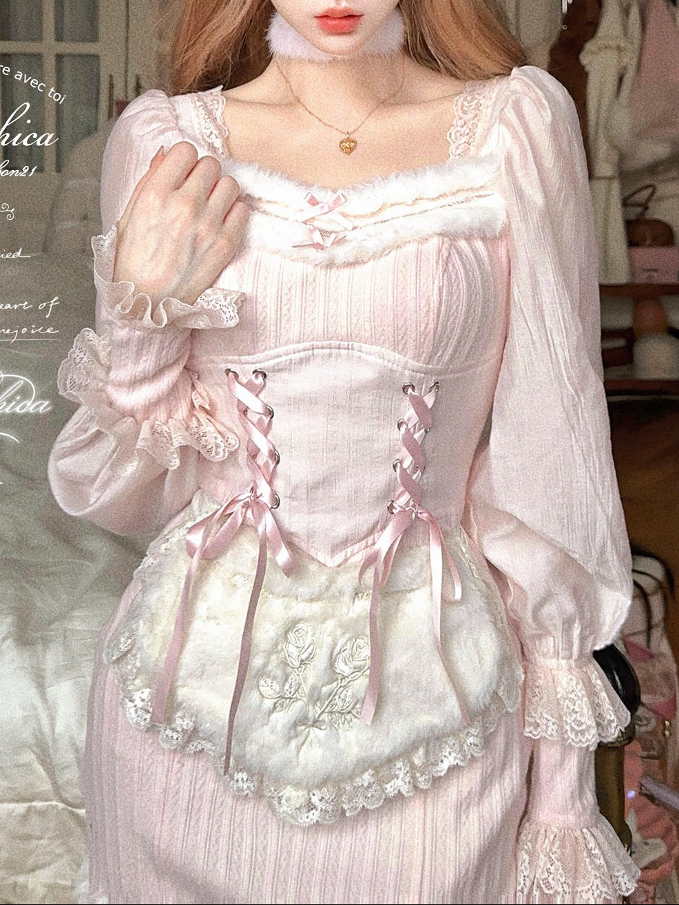 ballet pink coquette sweater dress