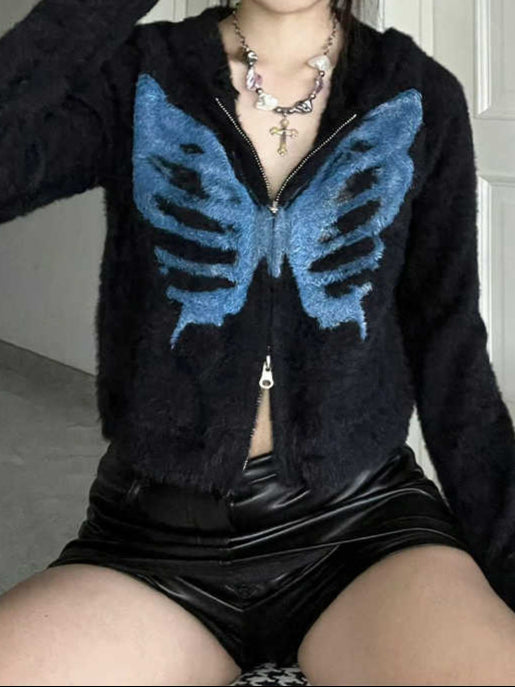 Y2K Butterfly Knitted Jacket Cardigan