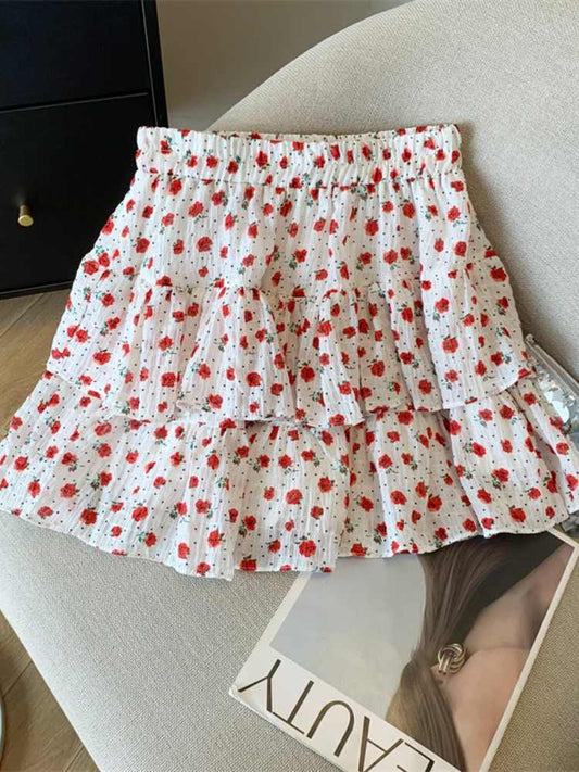 Ballet Polka Dot Floral Fluffy Cake Skirt