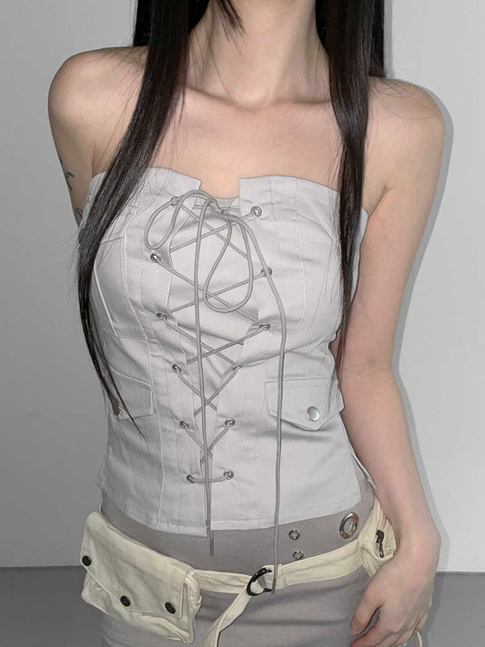 Strap Zipper Tube Top