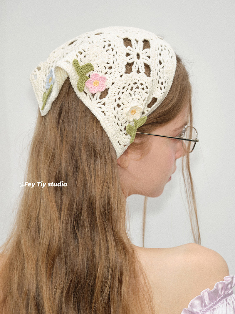 French-Style Knitted Triangle Scarf
