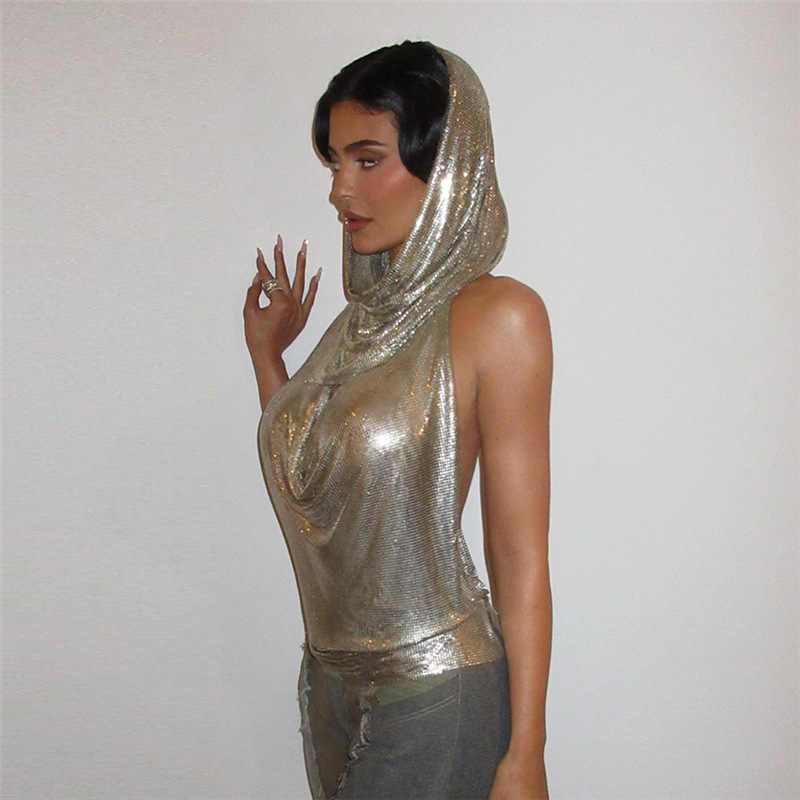 Hollow Backless Hooded Top