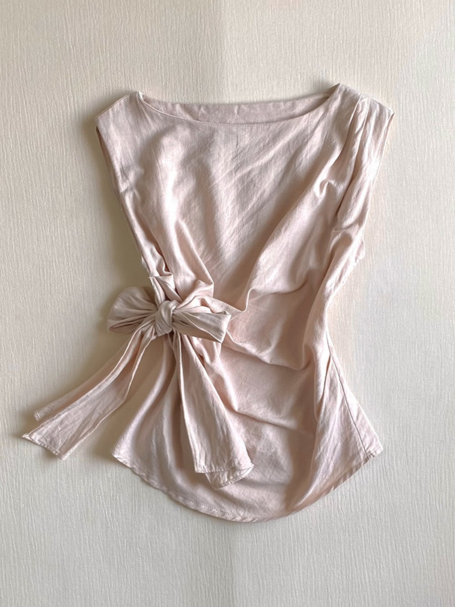 sleeveless retro coquette bow shirt