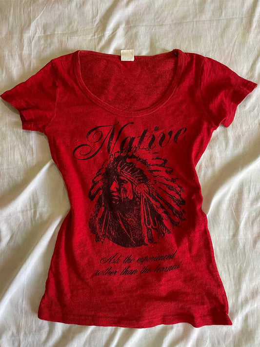 Goth Red Printed Tee