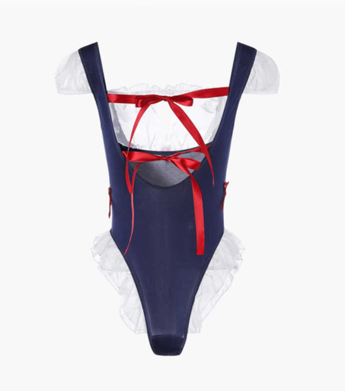 Navy Puff Sleeves Lingerie