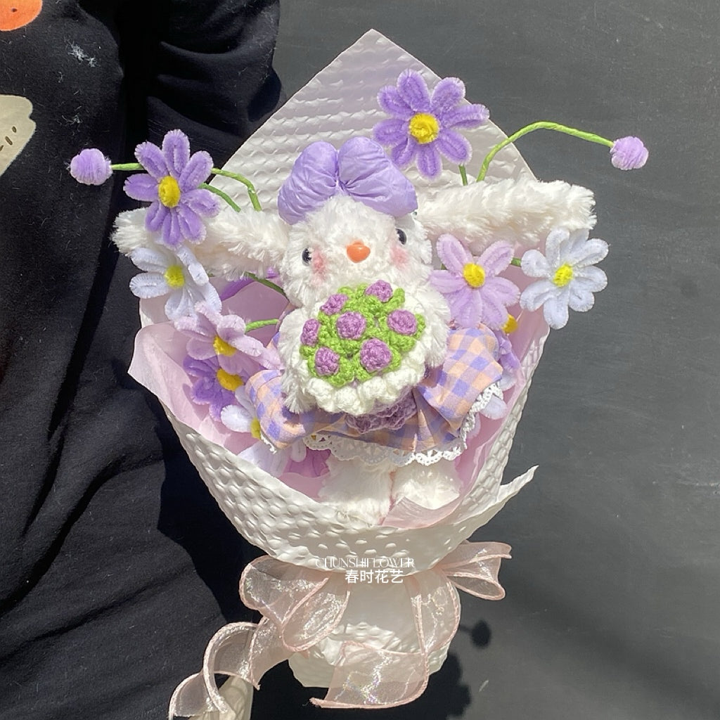 twist stick flower lop-eared rabbit plush doll bouquet