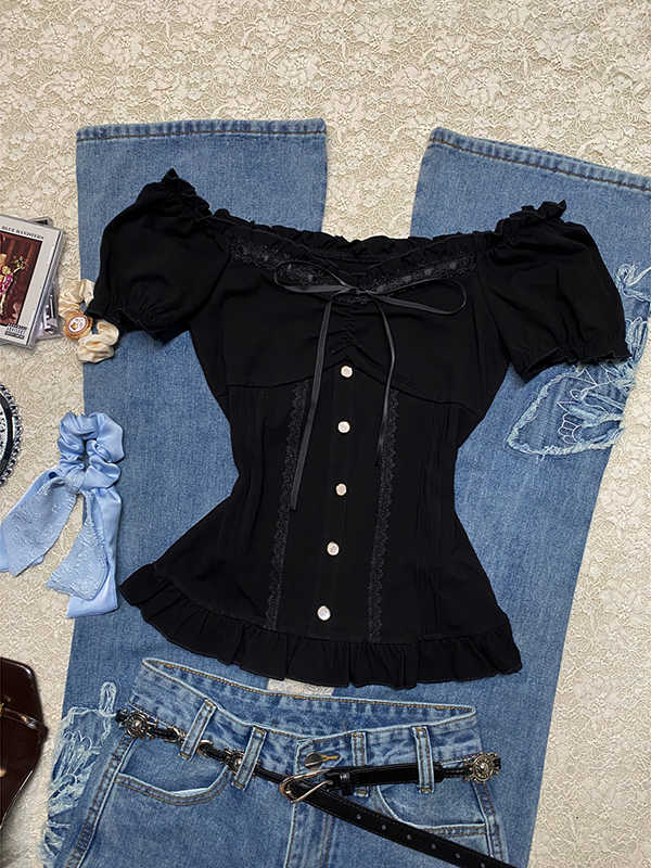 Lace Vintage Bow Shirt