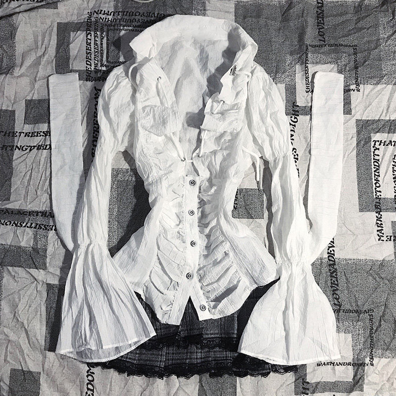 vintage ruffled white shirt