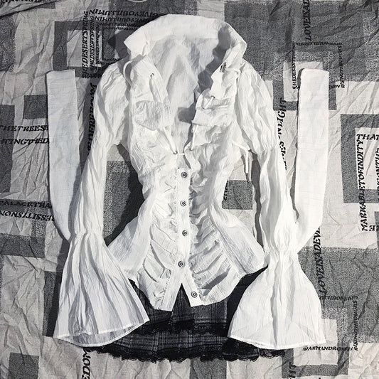 vintage ruffled white shirt