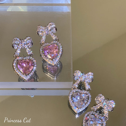 princess pink diamond kawaii earrings