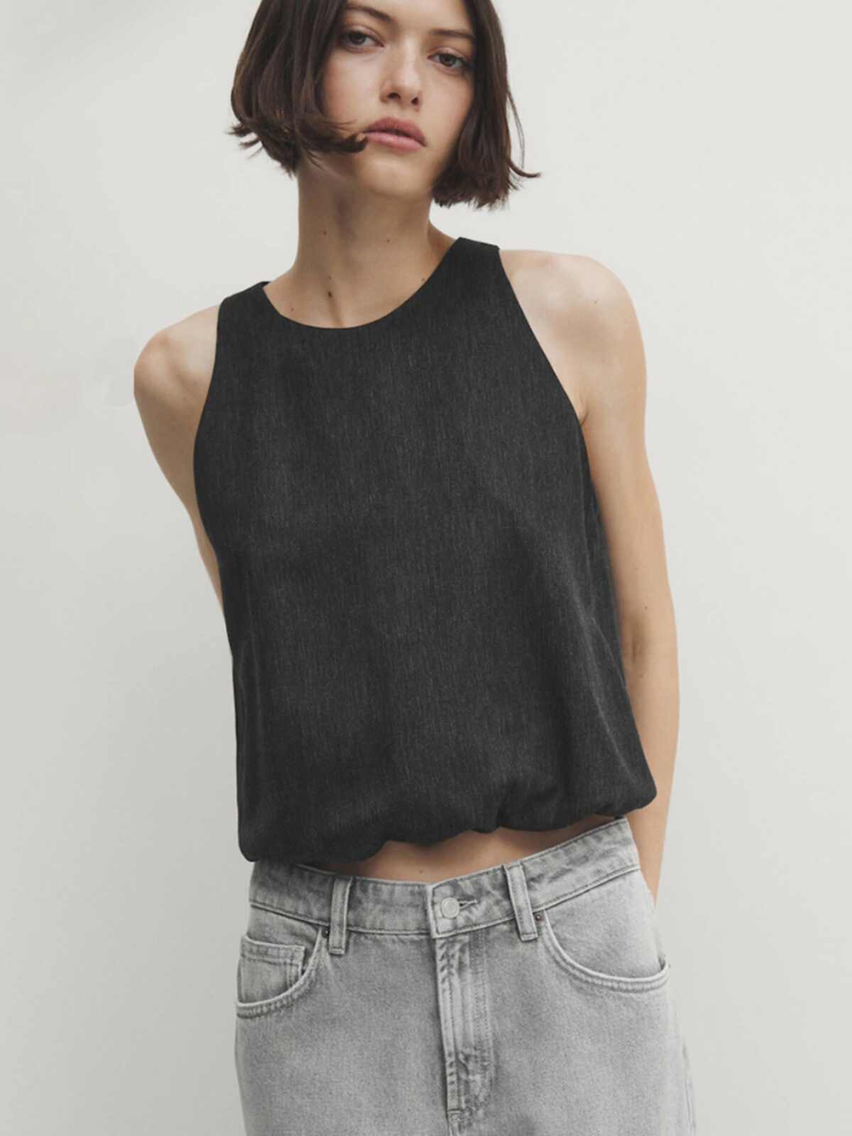 Gray Style Crop Top