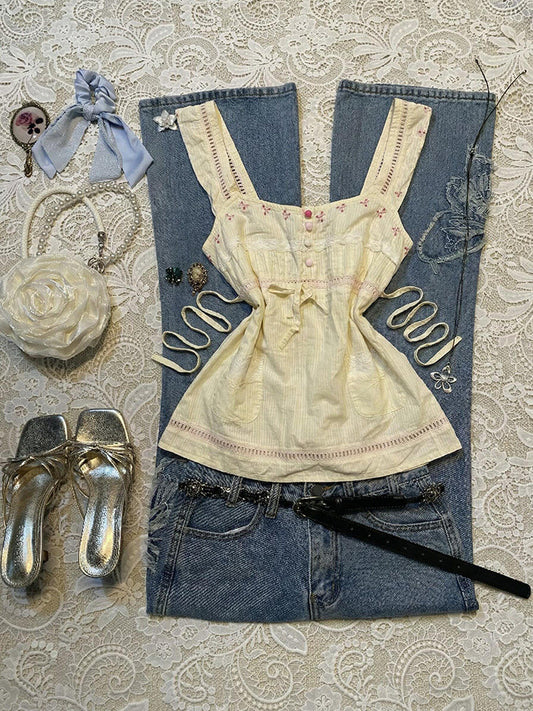 vintage light yellow tank top